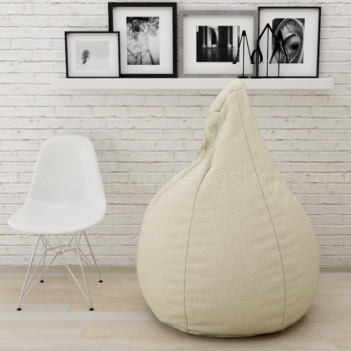 * Poof Large pear with damask LUX Beige MelangeLawa 01